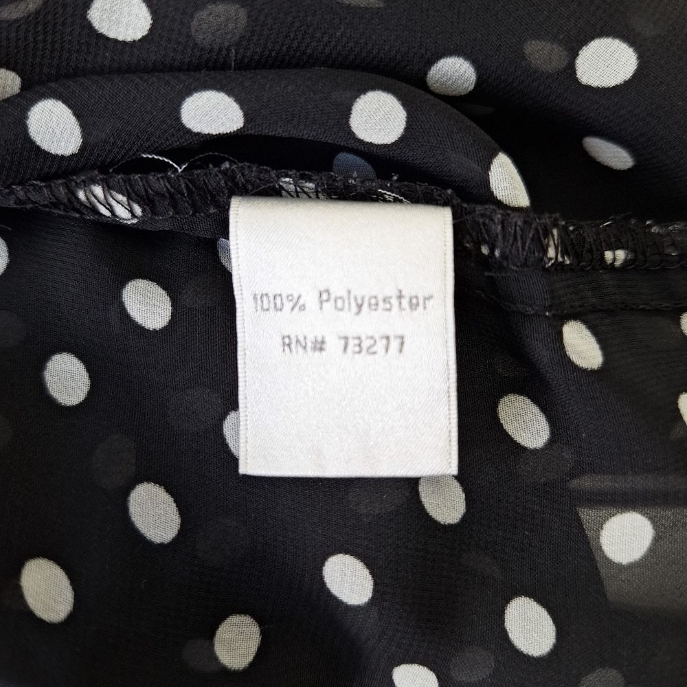 LC Lauren Conrad Sheer Black & White Button-Up Polkadot Puff Sleeve Blouse Sz XS - Picture 6 of 9